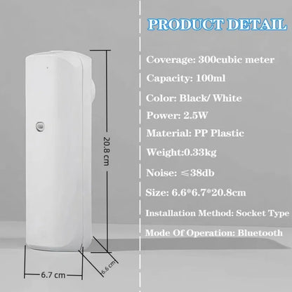 Fragrance Diffuser Coverage 300m³ Plug In Wall Waterless Essential Oil Diffuser Home Fragrance Smart Bluetooth Scent Air Machine