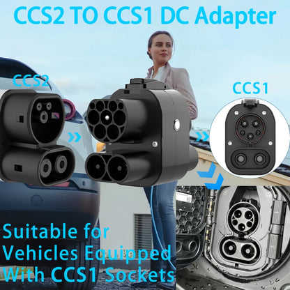 Unirise CCS2 To CCS1 EV Adapter 250kW 250A 1000v DC+AC Charger Connector CCS Combo 2 to CCS1 Fast Electric Car Charging Adapter