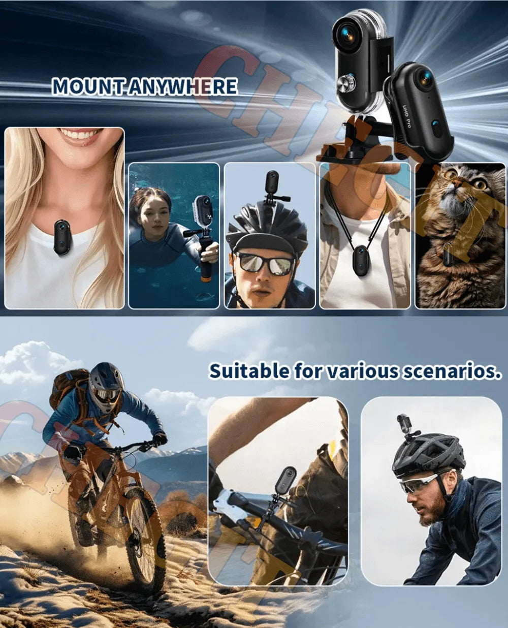4K WiFi HD POV Magnetic Mini Action Camera Wireless Pocket Video Vlog Cam Helmet Motorcycle Bicycle Sports Holder Mount Recorder