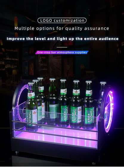  LED Glowing Ice Bucket with Unique Circular Light - Effects Design, Ideal for Bars  KTVs,Enhancing Party Atmosphere