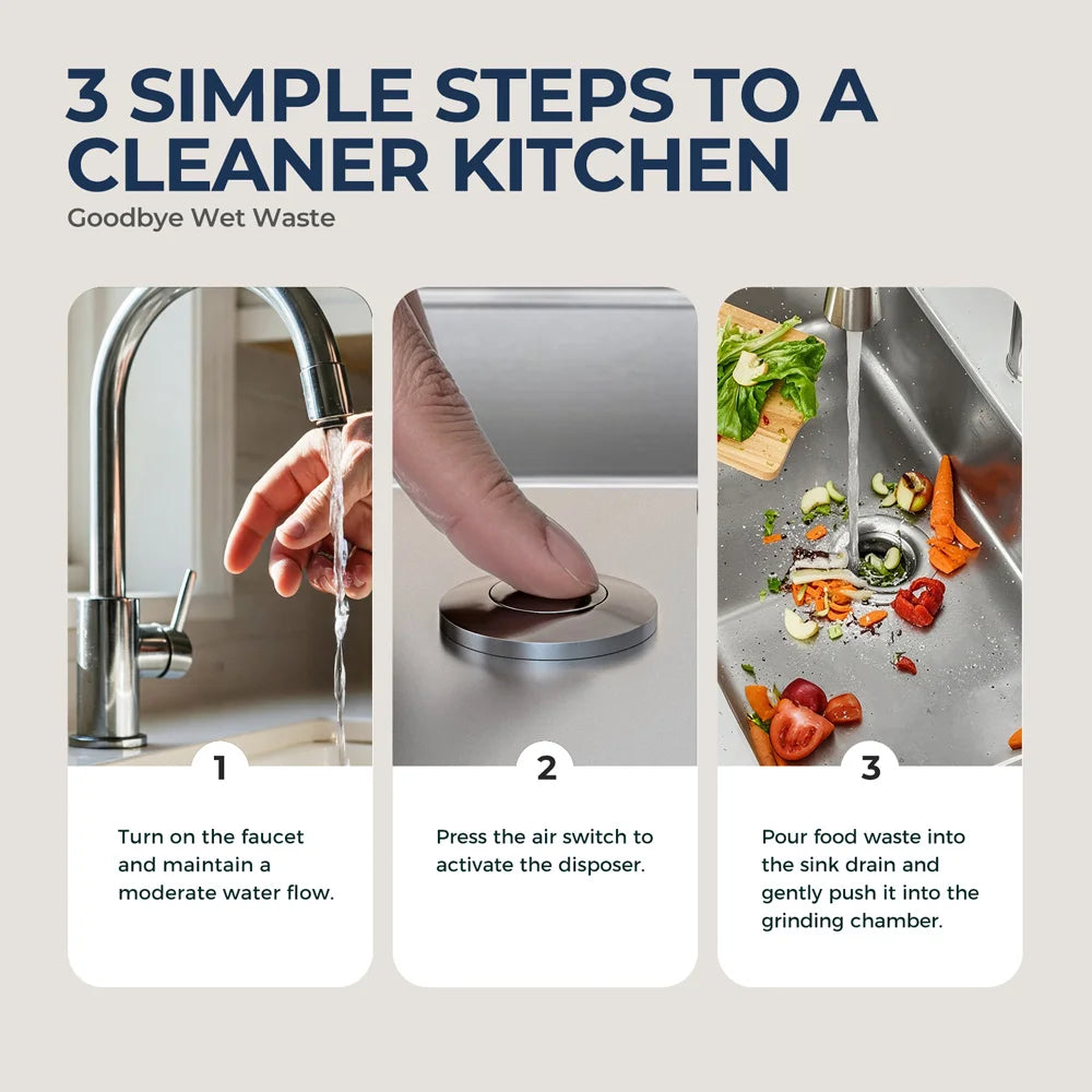 Continuous Feed Garbage Disposal with Sound Reduction,1/2 HP Food Waste Disposer with Stainless Steel Grinding System