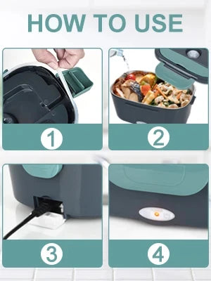 1.5L 60W Electric Portable Lunch Box Food Warmer – Leak-Proof Food Heater for Car or Home, Lunch Heating Microwave for Truckers