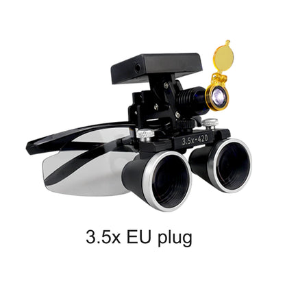 2.5X/3.5X 420mm Dental Loupe Magnifier Binocular Magnifier Surgery Surgical Operation Loupe with Spotlight Head Light 5W LED