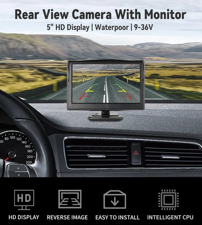 Universal Backup Car Rear view Camera with 5 inch Monitor for Truck HD Screen LED Night Vision Waterproof Paking Bus Security