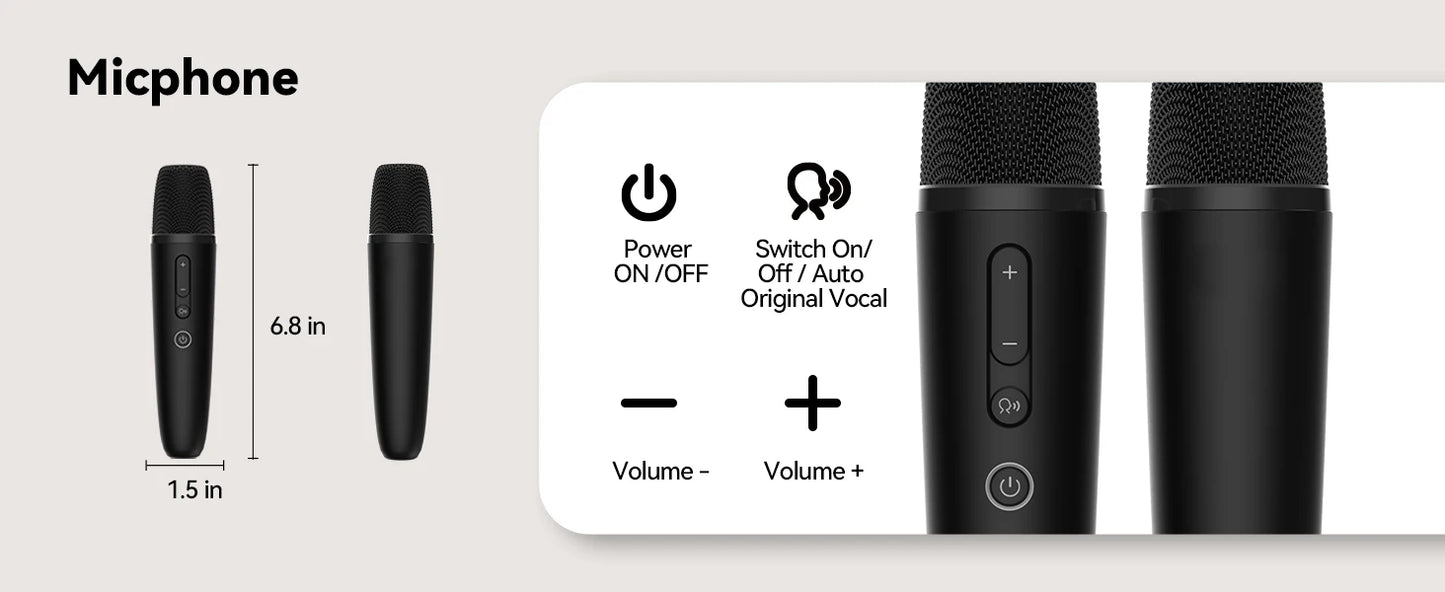 Puremic Karaoke Machine K3 with Millions Songs Free Forever Duet Karaoke Mics for Singing with Rechargeable Dock, HDMI+Aux Cable