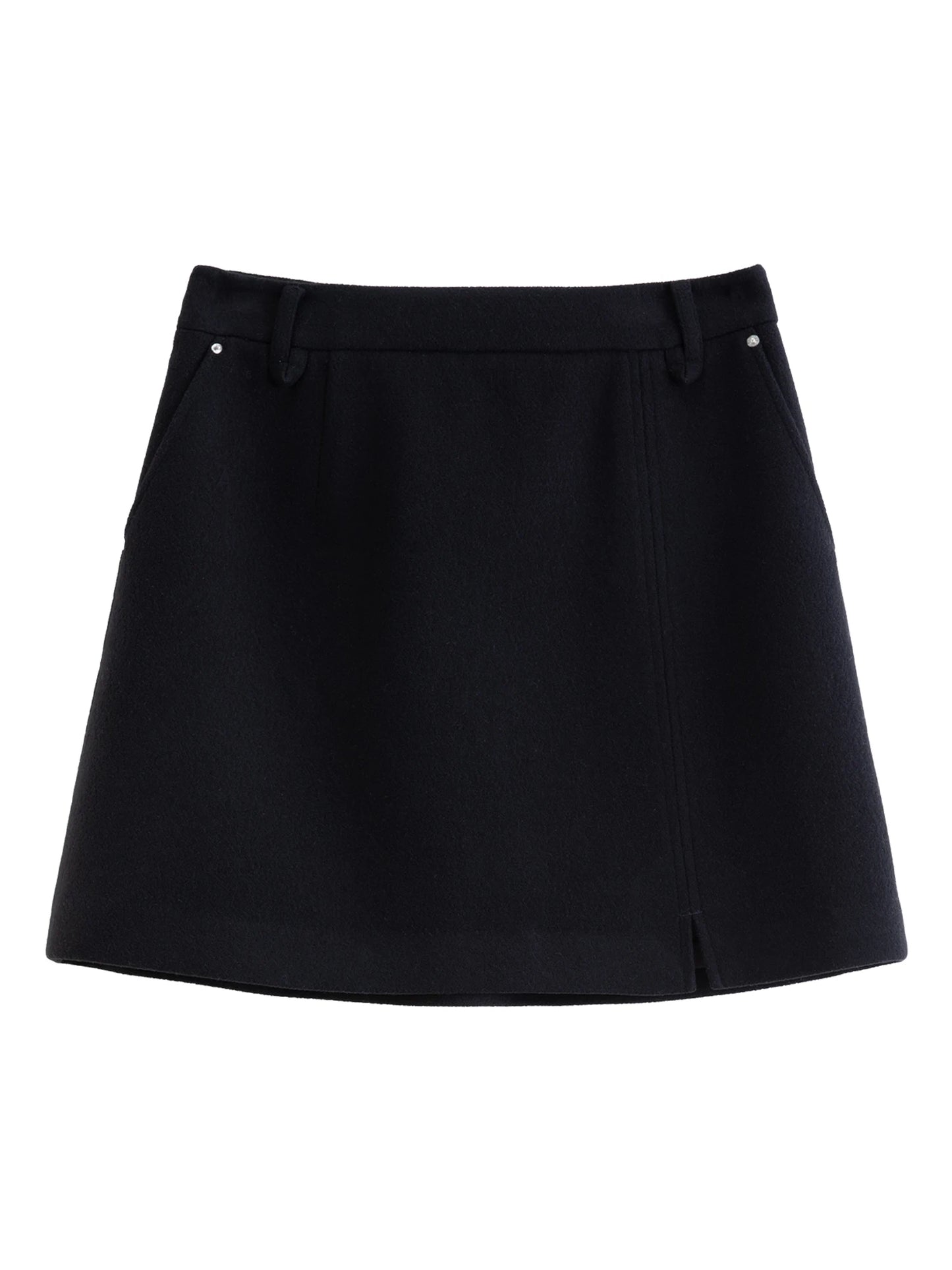DUSHU Classic Long and Short Elastic Waist A-line Skirt 2025 Winter Skirt for Women Solid Simple Commuting Office Ladies College