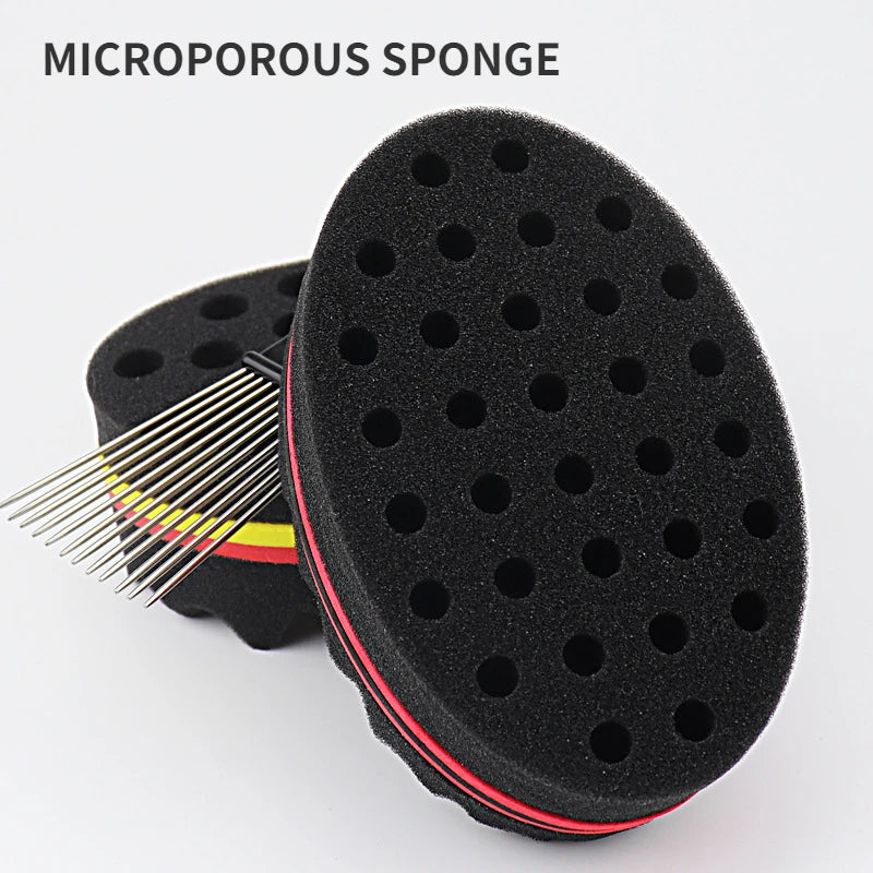 5pcs Oval Double-Side Magic Twist Hair Brush Sponge,Sponge Brush for Natural,afro Coil Wave Dread Sponge Brushes