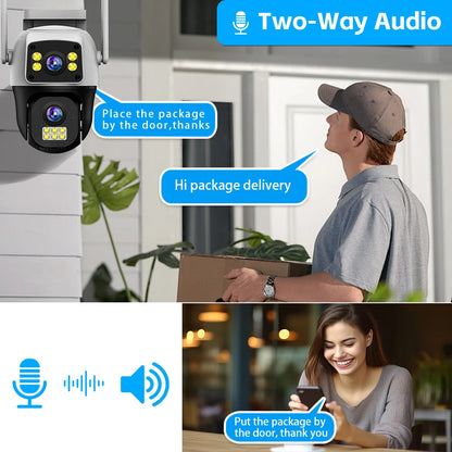 8MP 4G Sim Card Camera Dual Lens Dual Screen Wireless WiFi Outdoor Surveillance Human Detect Security Protection PTZ IP Cameras