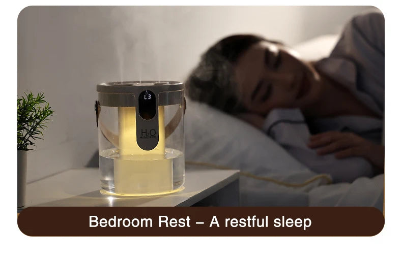 TINSOL 1.5L Air Humidifier USB-Charging Aromatherapy Diffuser 3-Port Spray Air Purifier Home Bedroom Aromatherapy Lamp