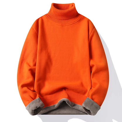Sweatwear Mens Anti-pilling High Quality Knitted Turtleneck Sweater Slim Fit Long Sleeve Pullover Solid Color Trend Men Clothing