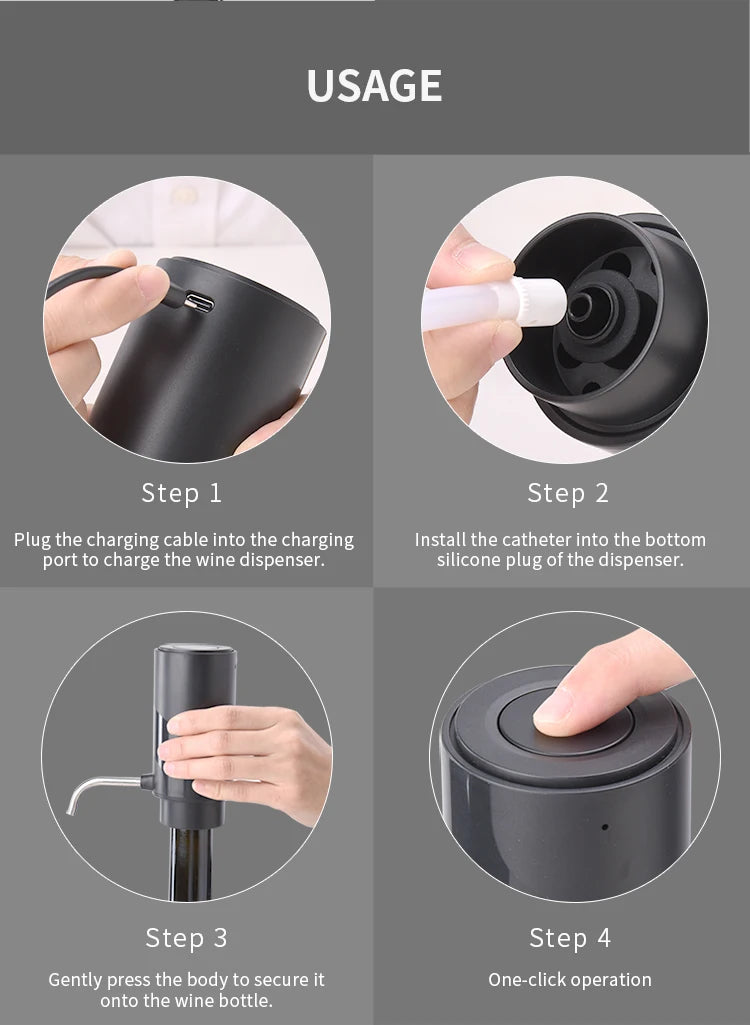 Rechargeable Electric Wine Aerator Dispenser One-touch Automatic Wine Decanter Intelligent Electric Wine Pourer