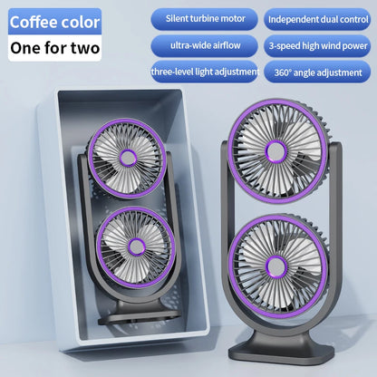 TINSOL 2026 New Dual-Head Desktop Fan, High-Power Air Circulation Fan, Office and Dormitory Double-Layer Fan