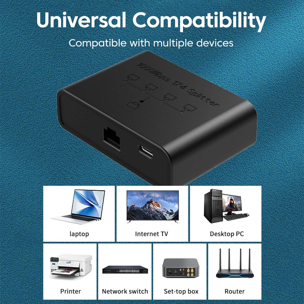 100/1000Mbps Gigabit Ethernet High Performance Smart Switch 5 Ports Network Connector For USB Cable RJ45 Splitter Adapter Office