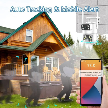 4K 8MP  Tuya Dual Lens PTZ WIFI Camera Full HD Dual Screen Ai Human Auto Tracking Outdoor 4MP Security Video Surveillance Camera