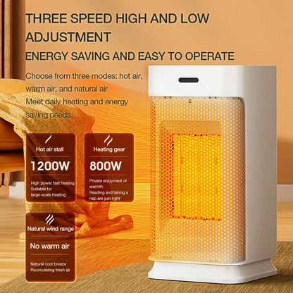 Portable PTC ceramic electric heater with multi-stage adjustment, silent, small household fan and night light heater.