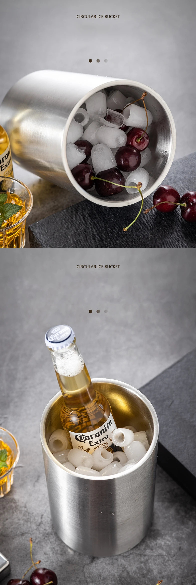 1600ML Ice Bucket- Double Stainless Steel Insulated Durable Portable Summer Drinks Champagne Beer for Outdoor Picnics Bar Events