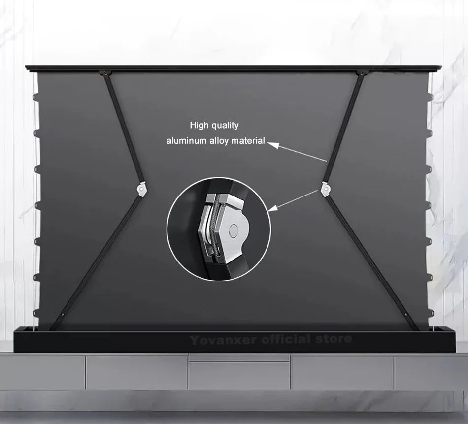 2025 New 120 inch ALR Rejecting Motorized Electric Tab Tension Floor Rising Projector Screen Square Shell  for UST Projector