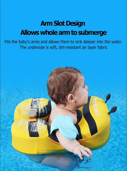 Mambobaby Float with Crotch Strap UPF50+ Canopy Air-Free Non-Inflatable Baby Swimming Ring Toddler Pool Float Infant Water Ring