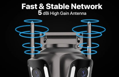 Three Screen WIFI IP Camera Outdoor 4K Dual Lens PTZ Camera Ai Human Detection IP66 Waterproof CCTV Video Security Camera iCsee
