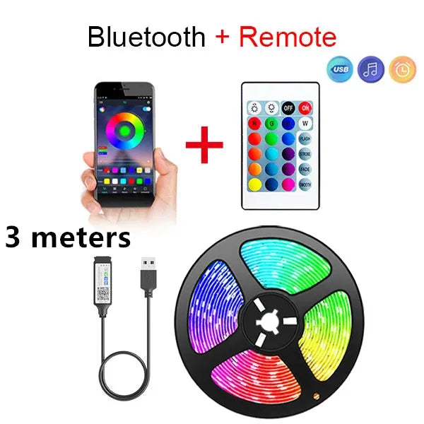 5V LED Strip Lights USB RGB 5050 LED Light Strip Music Sync App Control Luces Led Flexible Lamp for Room Decor TV Backlight
