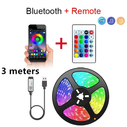 5V LED Strip Lights USB RGB 5050 LED Light Strip Music Sync App Control Luces Led Flexible Lamp for Room Decor TV Backlight