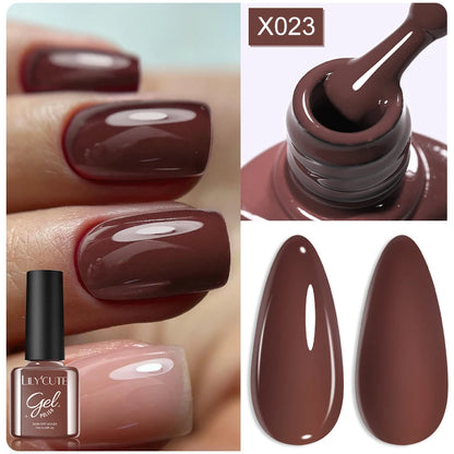 LILYCUTE 7ml Brown Red Purple Nail Gel Polish Coffee Color Series Semi Permanent UV Gel Soak off Nail Gel Varnishes For Nail Art