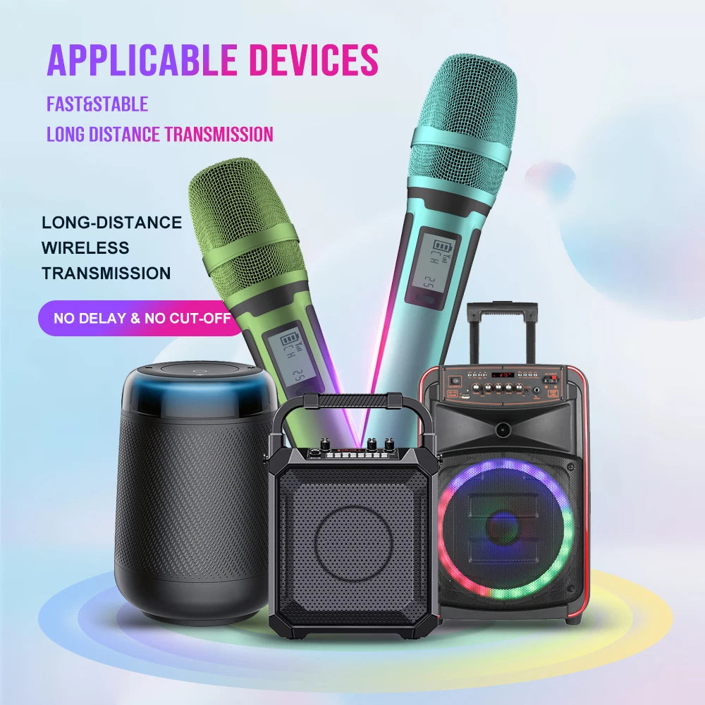 Karaoke Microphone G-MARK SKM9000 2 Channels Wireless UHF Frequency For Teaching Wedding Clear Stable Audio Transmission