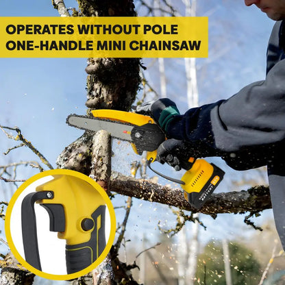 Cordless 2-in-1 Pole Saw And Mini Chainsaw 6-Inch Brushless Electric Chain Saw with 5.9 Feet Max Reach for Trimming And Cutting