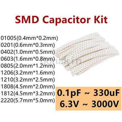 01005 0201 0402 0603 0805 1206 1210 1808 1812 2220 SMD Ceramic Capacitor Assorted Kit 100pF 10nF Chip Capacitance Set 100nF 10uF