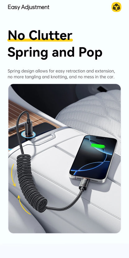 Essager Car Spring Type C Cable  For iPhone 16 15 Xiaomi Samsung 100W PD Fast Charging For Macbook iPad Type C to Type C Cable