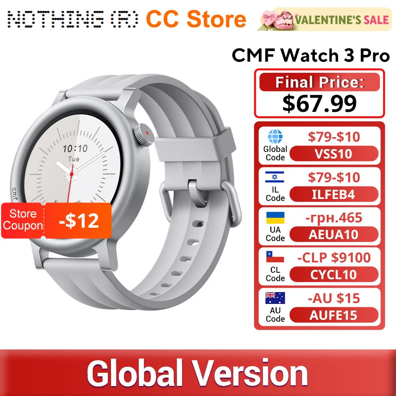 CMF BY NOTHING Watch 3 Pro Smart Watch 1.43"AMOLED Dual-Band GPS & 130+ Sport Modes Bluetooth Call AI Energy Sleep Monitor IP68