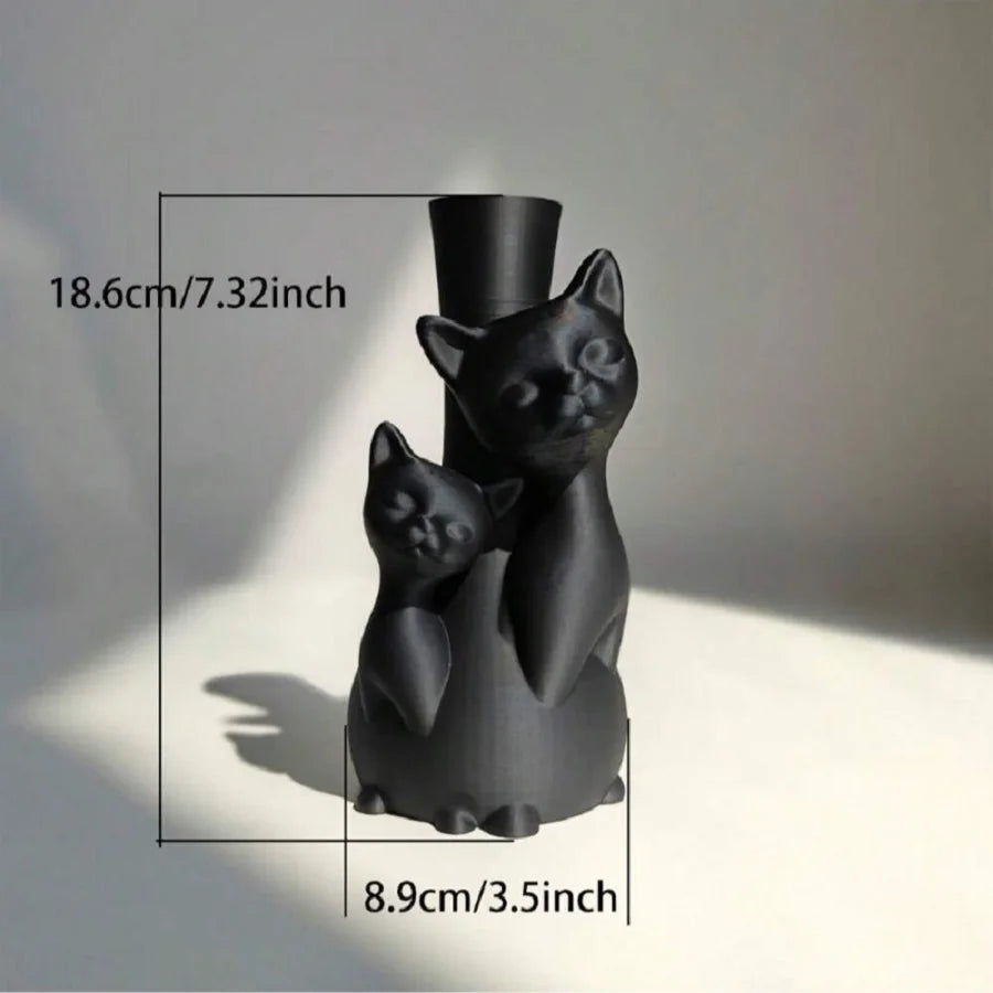 Creative Art Dry Flower Hydroponic Cat Vase, Suitable for Indoor Living Room, Study, Office, Outdoor Balcony Garden Mother's Day