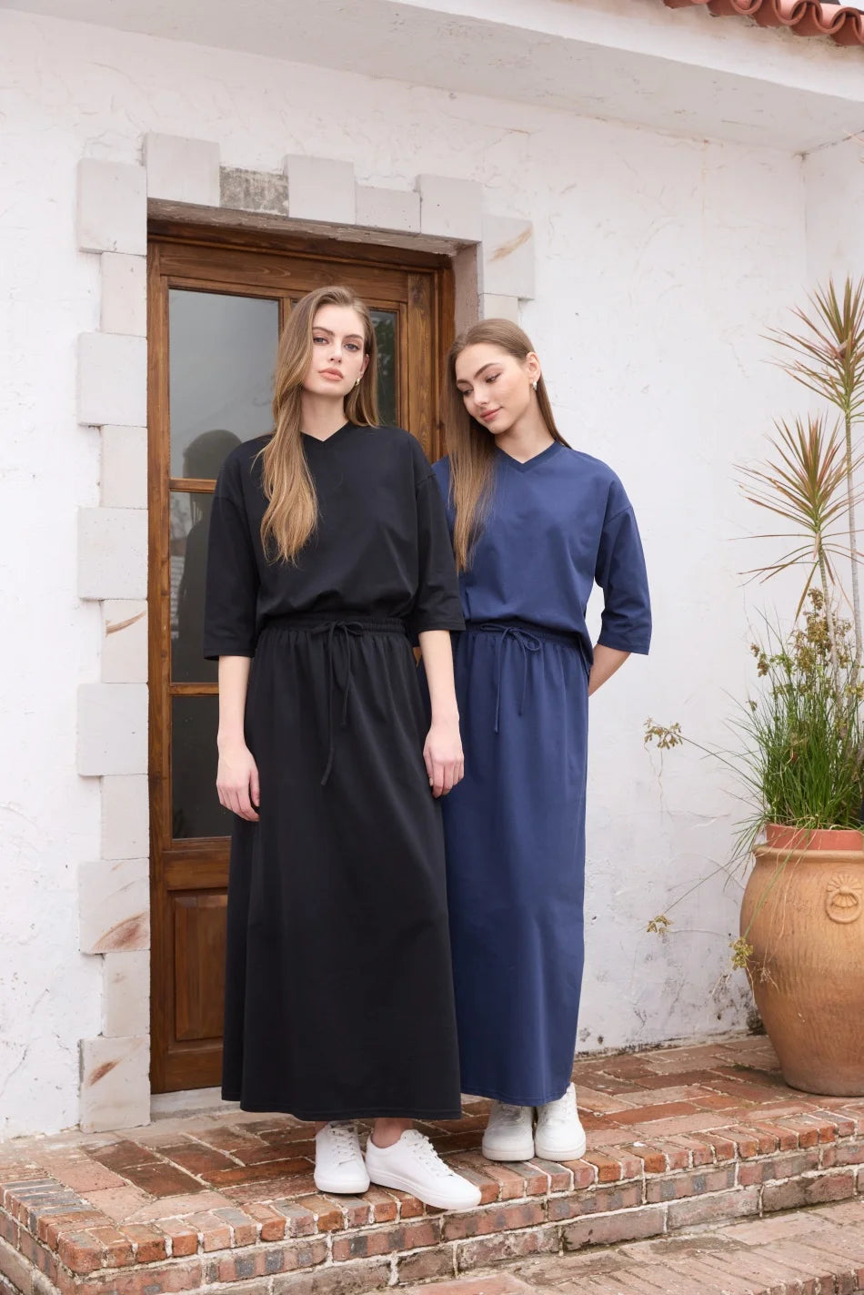 AS SS26 oversize loose T-shirt dress + V neck T-shirt  + skirt  set casual style  woman clothes