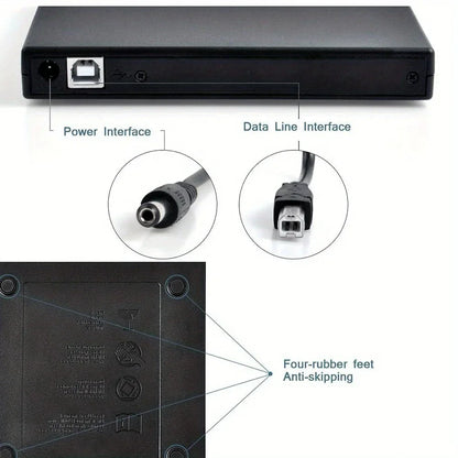 USB 3.0 Type-C External CD DVD Drive, USB 2.0 Slim Protectable External CD-RW Drive DVD-ROM  Player for Laptops Desktop PCs