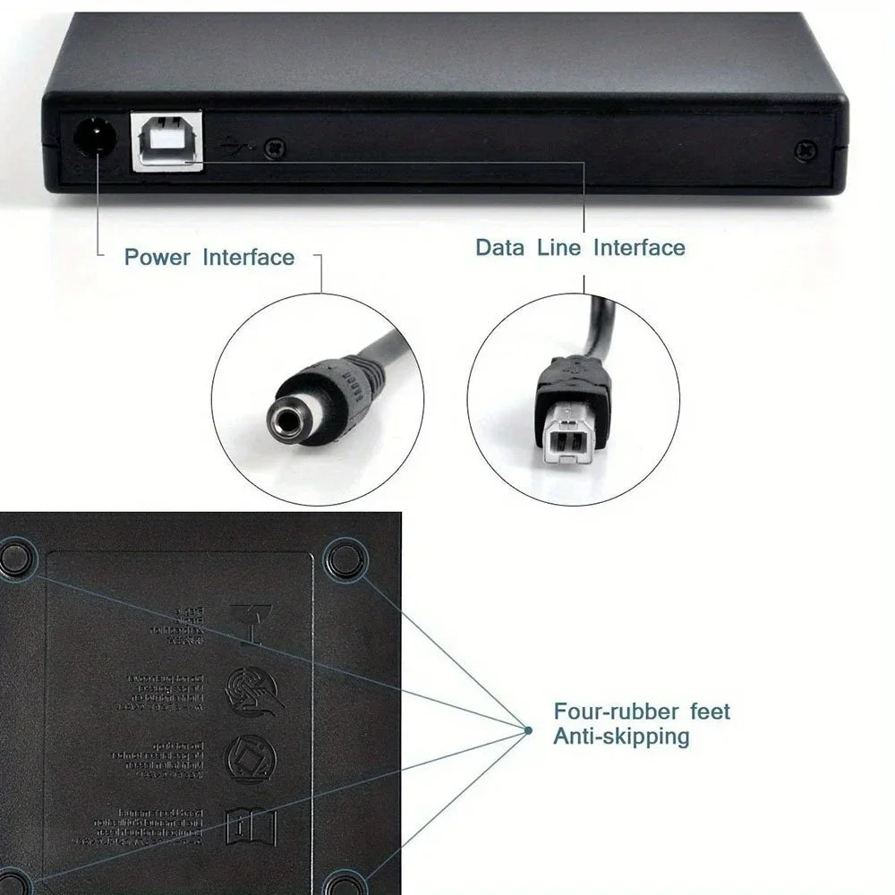 USB 3.0 Type-C External CD DVD Drive, USB 2.0 Slim Protectable External CD-RW Drive DVD-ROM  Player for Laptops Desktop PCs
