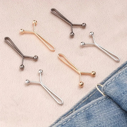 4pcs Invisible Metal Waist Clips - Adjustable Button Clips for Jeans/Clothes, Slimming Tightener with Hidden Design