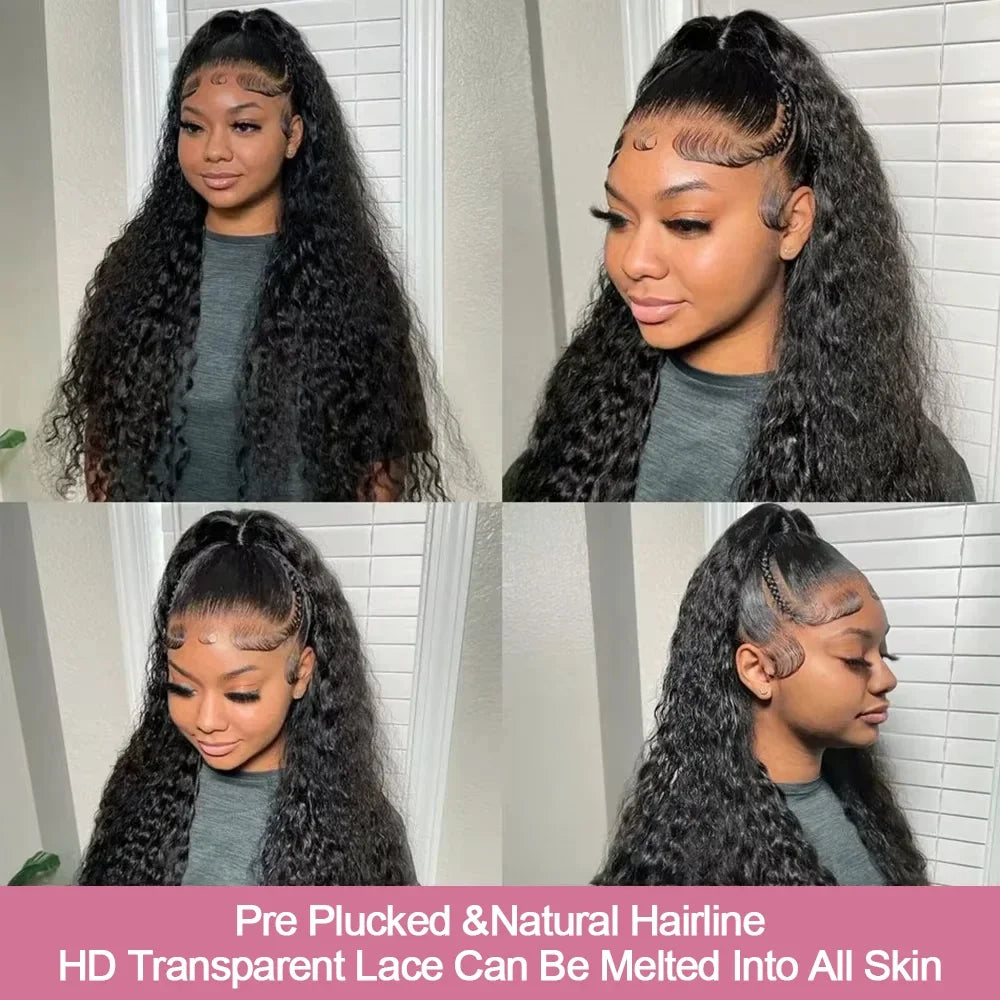 40 46 Inch 13x4 13x6 HD Deep Wave Lace Frontal Wig Brazilian Loose Water Curly Lace Front Human Hair Wigs For Women 300% Density