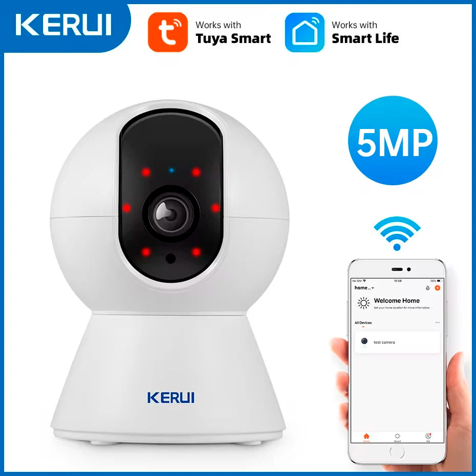 KERUI Mini Indoor Wireless 5MP WiFi IP Camera Home Security CCTV Surveillance Camera With Tuya Smart Auto Tracking Onvif