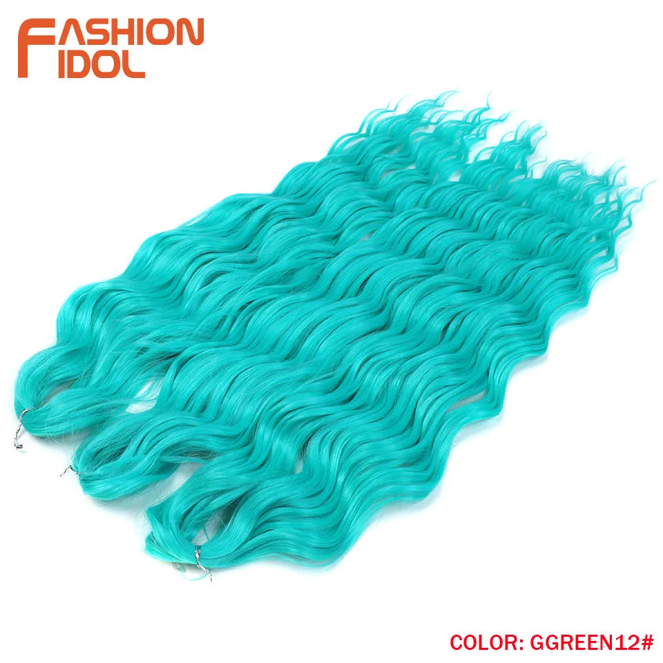 Anna 24 Inch Synthetic Hair Water Wave Braiding Hair Extensions Ombre Blonde Deep Wave Afro Curl Twist Crochet Hair for Women