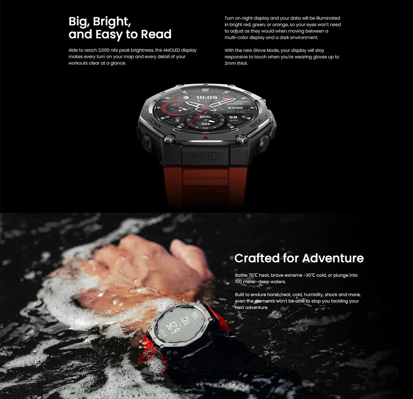 Amazfit T-Rex 3 Smartwatch 48mm AMOLED Display 6 Satellite Systems Dual Band GPS 170 Sports Mode Smart Watch