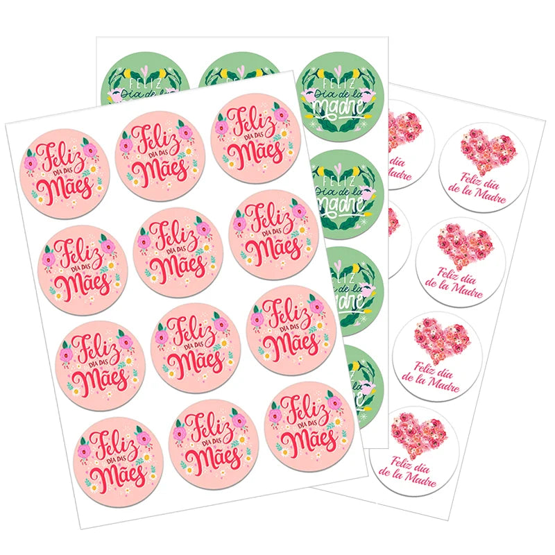 Feliz Día De La Madre Español Happy Mother's Day Decor Stickers Labels Floral Self-adhesive Paper Labels