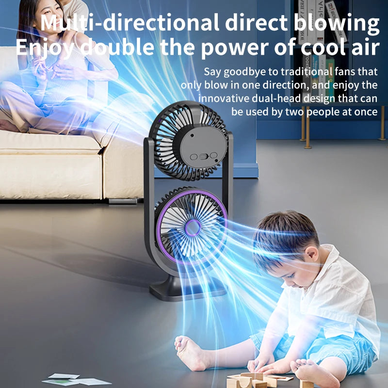 TINSOL 2026 New Dual-Head Desktop Fan, High-Power Air Circulation Fan, Office and Dormitory Double-Layer Fan