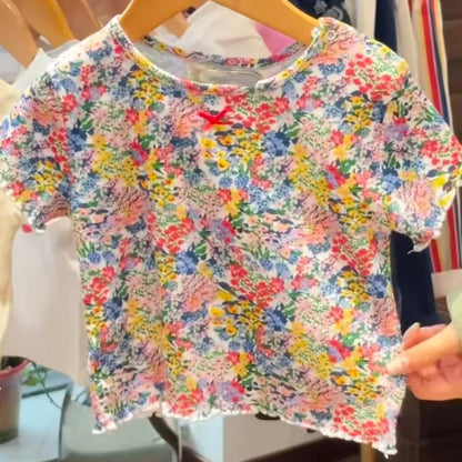 Children's SS26 Summer T-shirt and Shorts, Cute Printed T-shirt and Pants Set for Boys and Girls