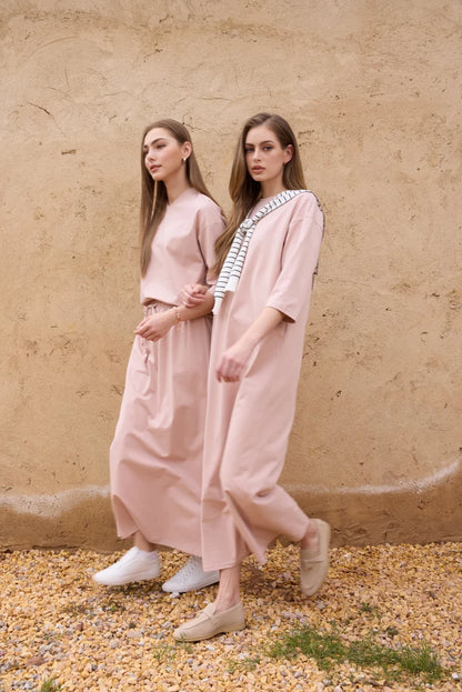 AS SS26 oversize loose T-shirt dress + V neck T-shirt  + skirt  set casual style  woman clothes