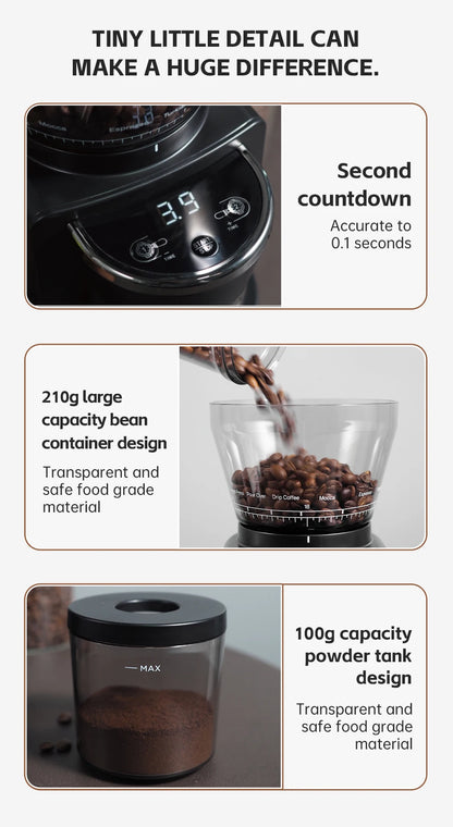 HiBREW Coffee Mill Automatic Electric Coffee Grinder with 31 Gears for Espresso American Coffee Pour Over Visual Bean Storage G3