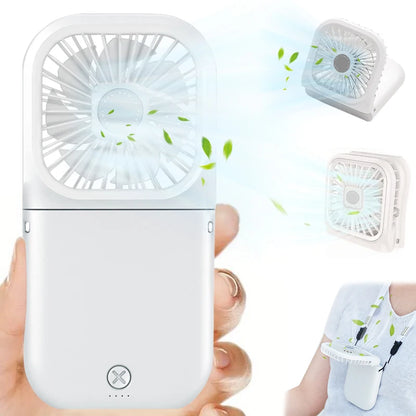 Handheld small fan, outdoor mini folding fan, USB charging portable neck hanging fan, desktop stand small fan