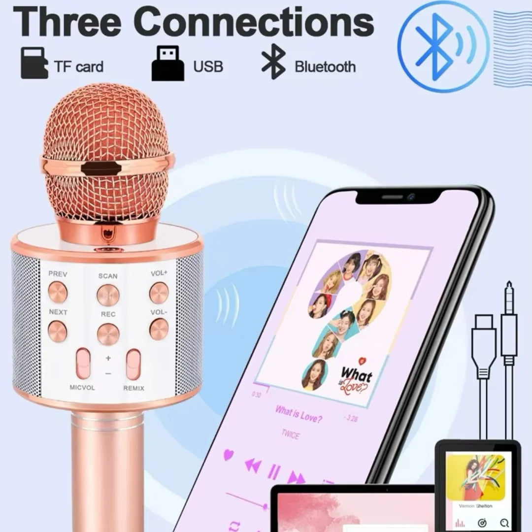 Karaoke Microphone, Portable Wireless Bluetooth Karaoke Mic for Adults&Kids Outdoor Party, Karaoke Machine for All Smartphone