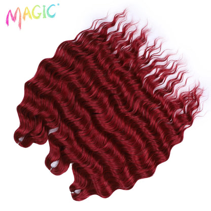 Anna Synthetic Hair 24 Inch Water Wave Braiding Hair Extensions Ombre Blonde Deep Wave Afro Curl Twist Crochet Hair for Women