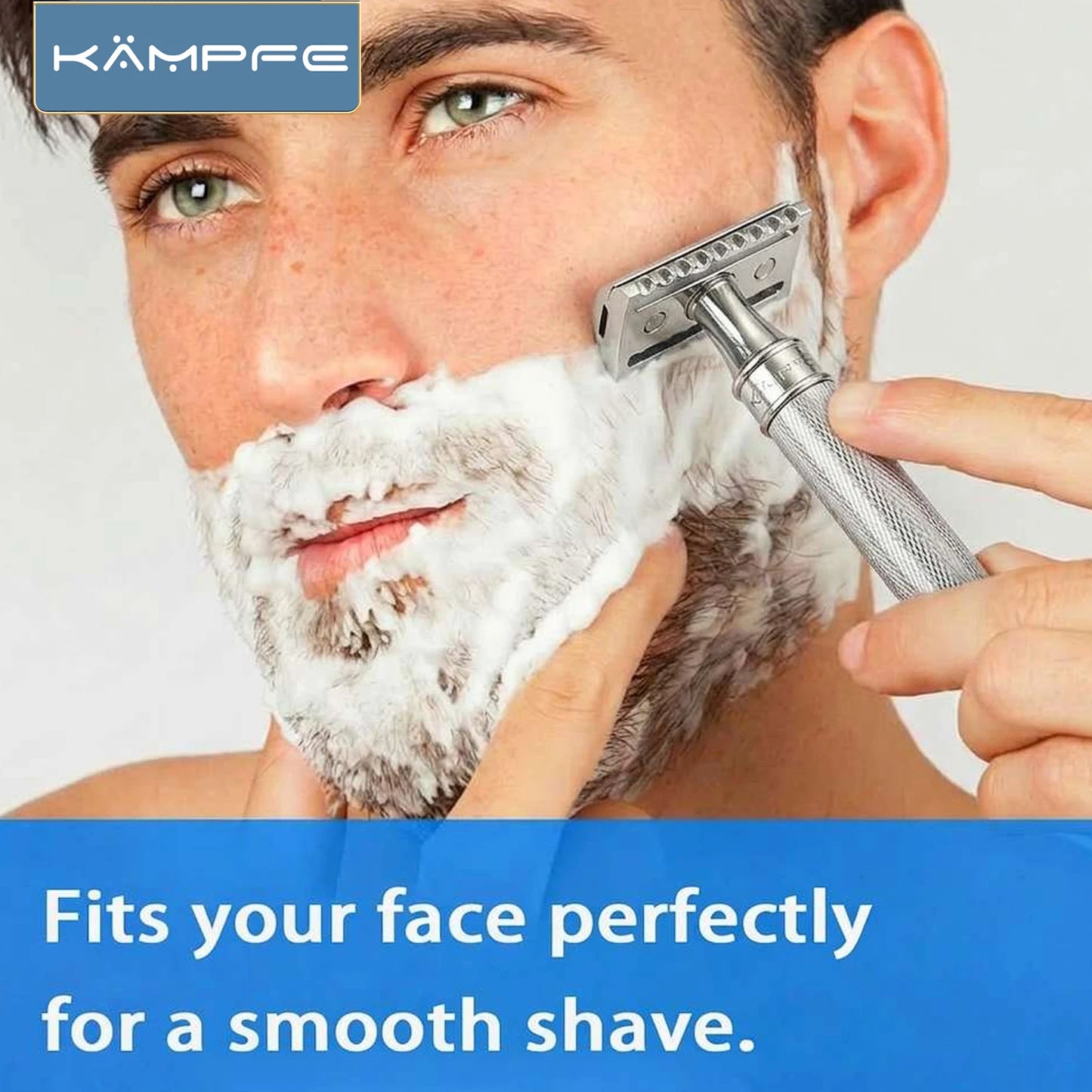 KAMPFE Men's Stainless Steel Double-Edged Safety Razor Traditional Manual Shaving Tool Gift with CNC Machining