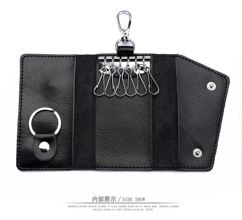 New Genuine Leather Keychain Men Key holder key organizer Pouch Car Key pouch Wallet Housekeeper Key Case Mini Card Bag